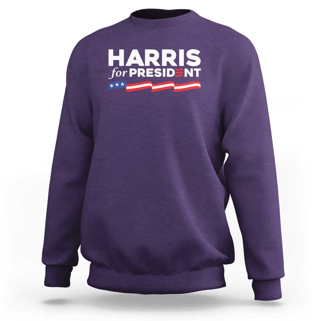 Harris For President Sweatshirt Election Campaign 2024 American Flag - Wonder Print Shop