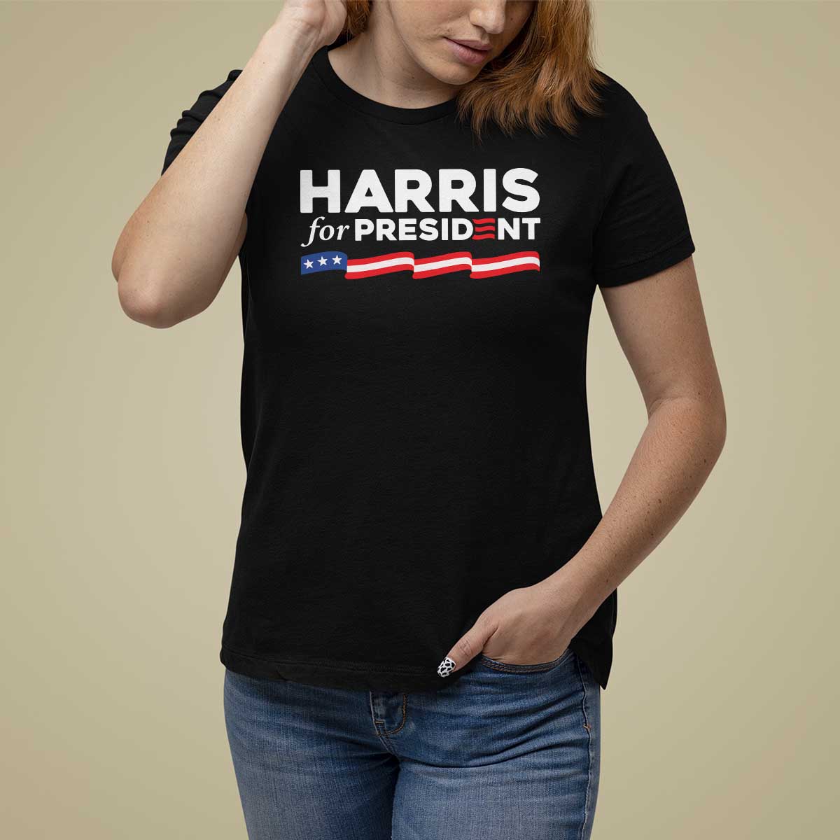 Harris For President T Shirt For Women Election Campaign 2024 American Flag - Wonder Print Shop