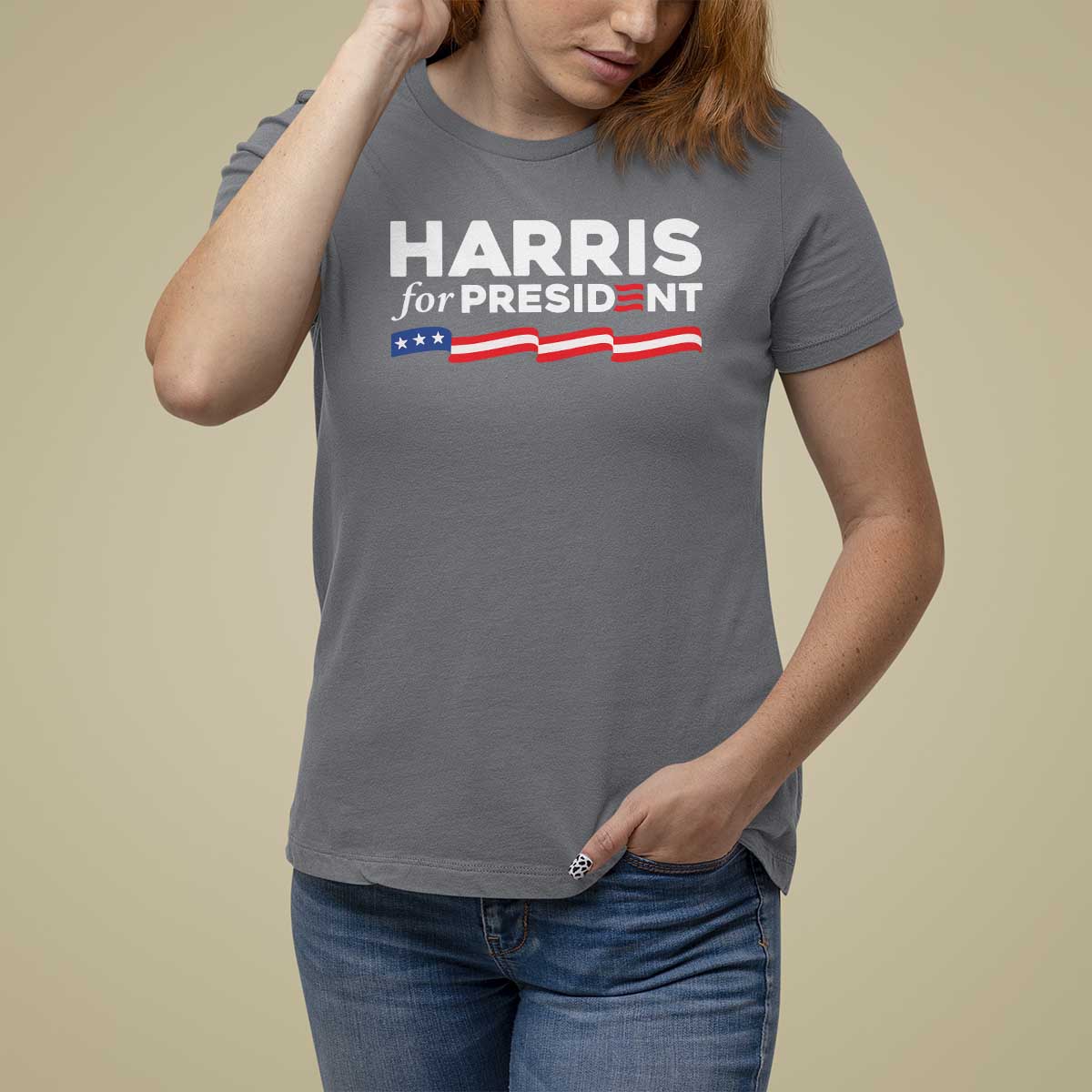 Harris For President T Shirt For Women Election Campaign 2024 American Flag - Wonder Print Shop