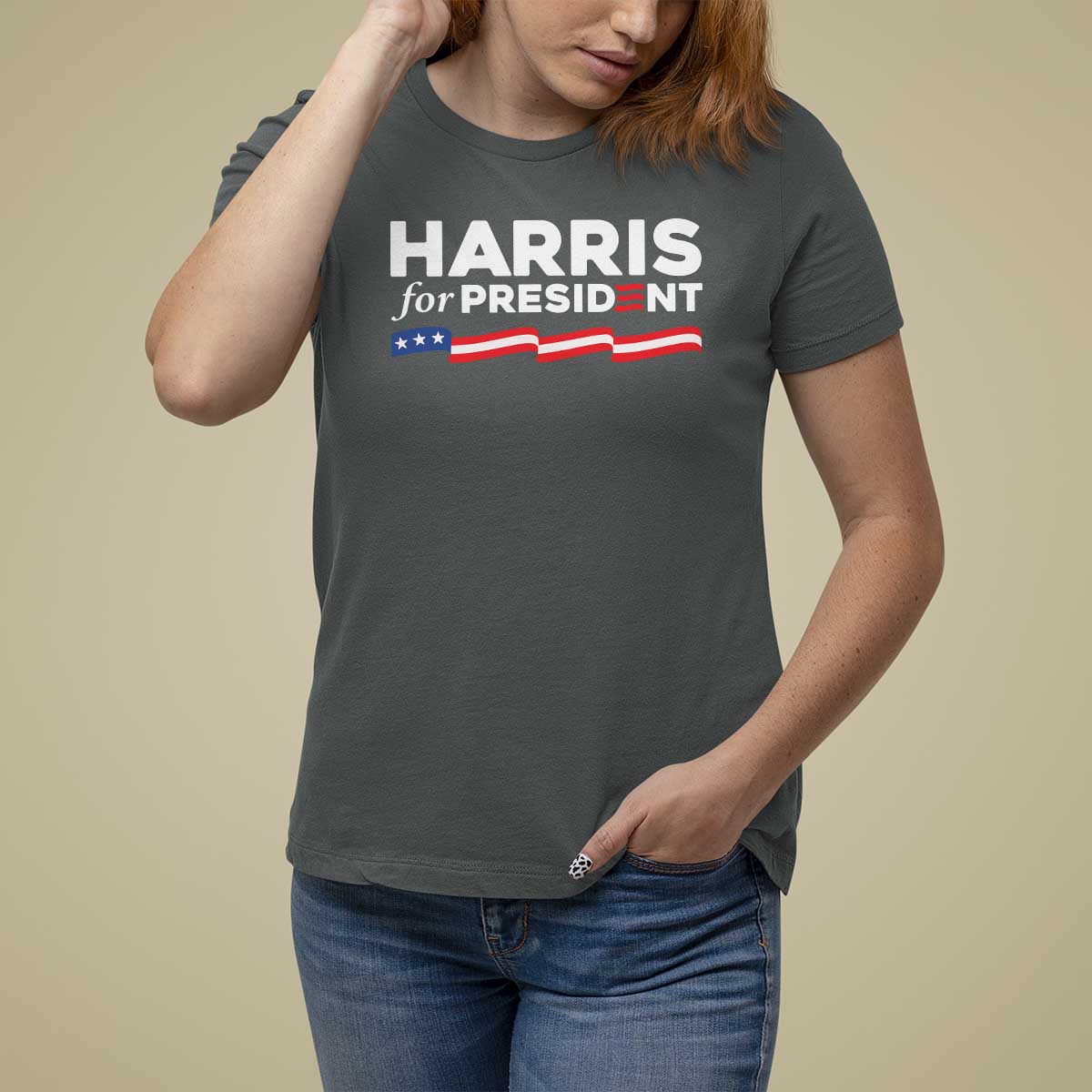 Harris For President T Shirt For Women Election Campaign 2024 American Flag - Wonder Print Shop