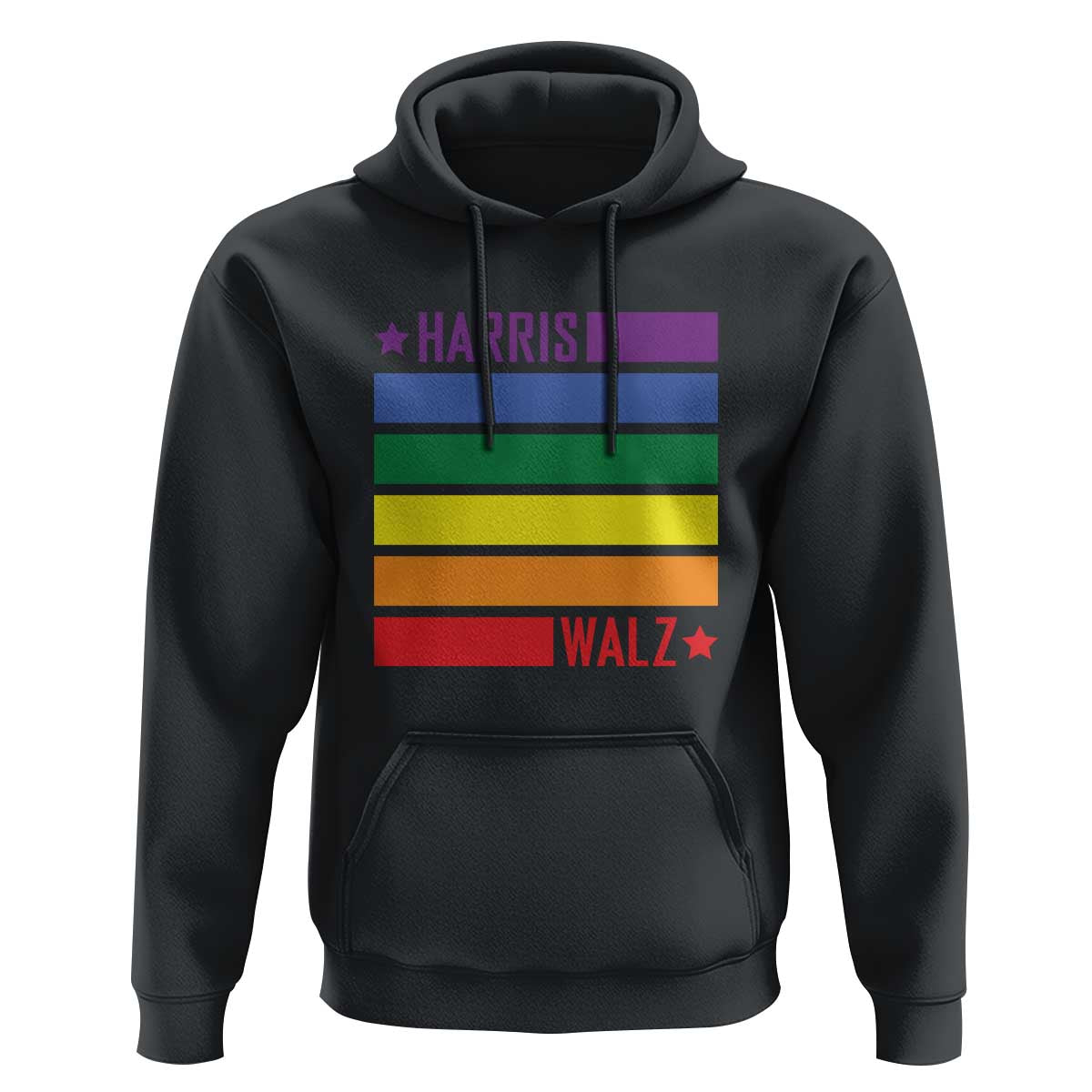 Harris Walz LGBT Hoodie Presidential Election 2024 Rainbow Flag - Wonder Print Shop