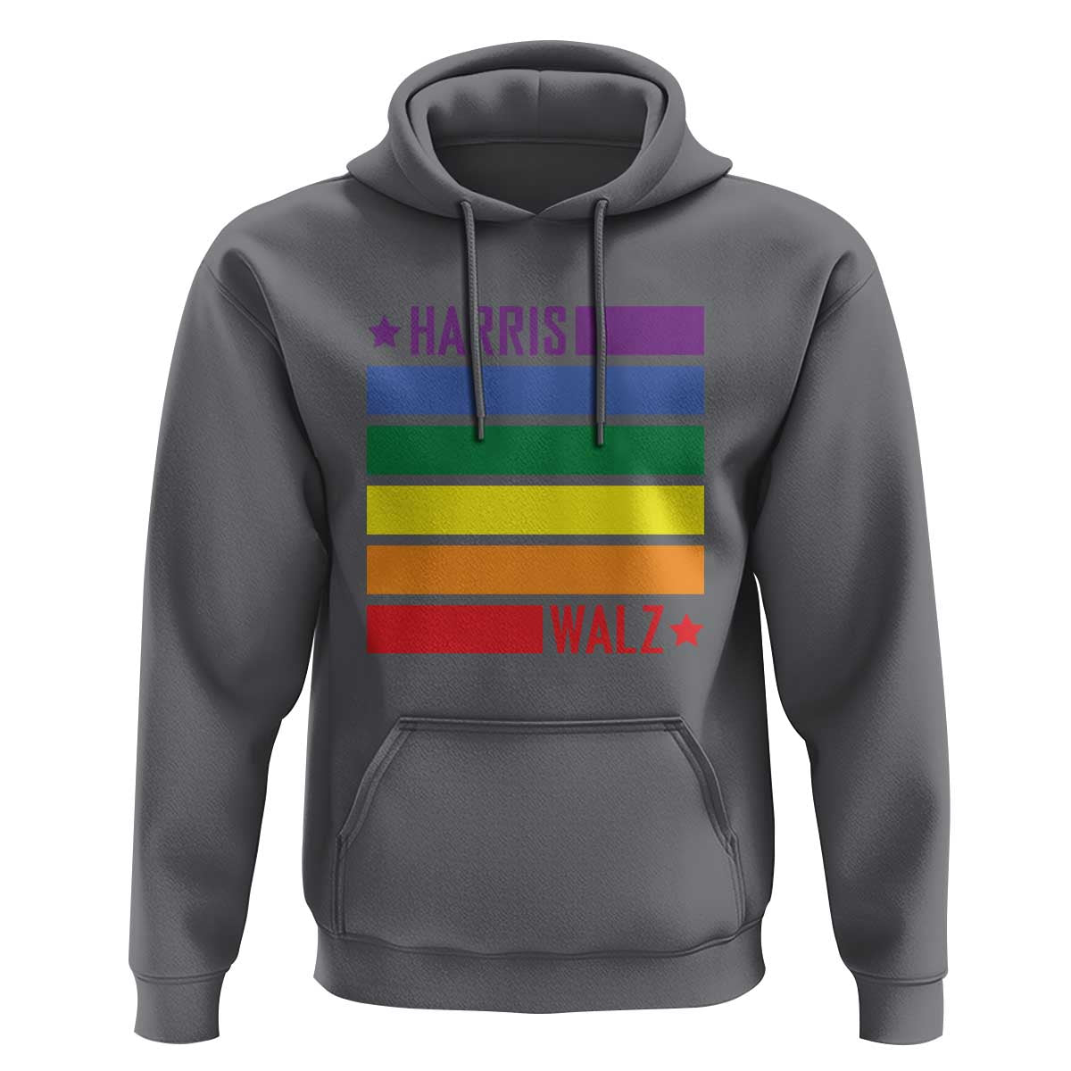 Harris Walz LGBT Hoodie Presidential Election 2024 Rainbow Flag - Wonder Print Shop