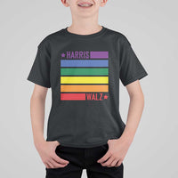 Harris Walz LGBT T Shirt For Kid Presidential Election 2024 Rainbow Flag - Wonder Print Shop