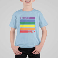 Harris Walz LGBT T Shirt For Kid Presidential Election 2024 Rainbow Flag - Wonder Print Shop
