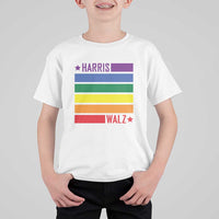 Harris Walz LGBT T Shirt For Kid Presidential Election 2024 Rainbow Flag - Wonder Print Shop