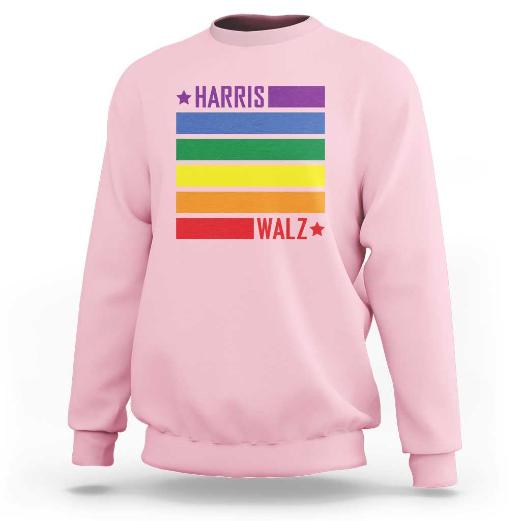 Harris Walz LGBT Sweatshirt Presidential Election 2024 Rainbow Flag - Wonder Print Shop