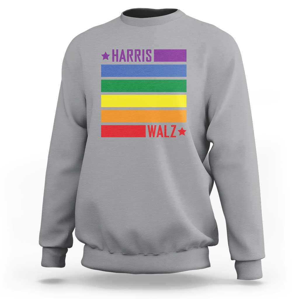 Harris Walz LGBT Sweatshirt Presidential Election 2024 Rainbow Flag - Wonder Print Shop