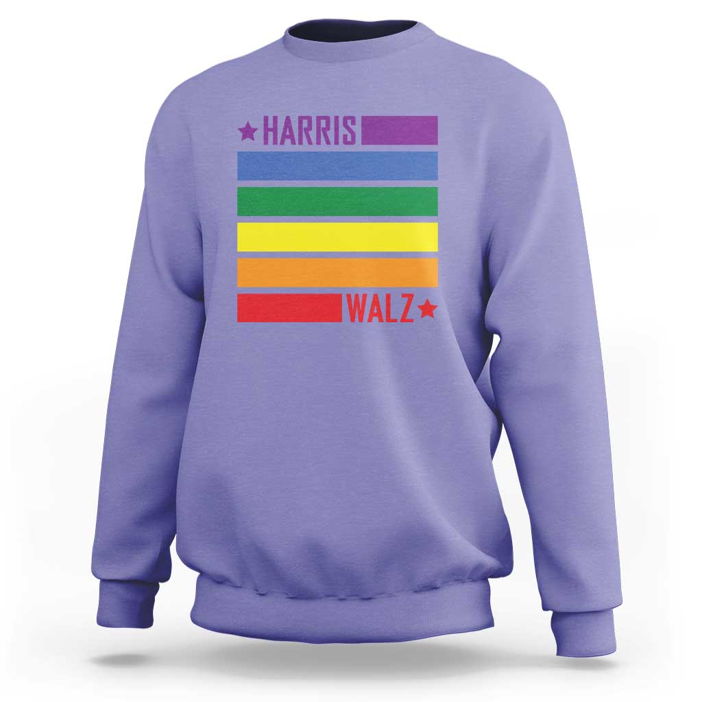 Harris Walz LGBT Sweatshirt Presidential Election 2024 Rainbow Flag - Wonder Print Shop