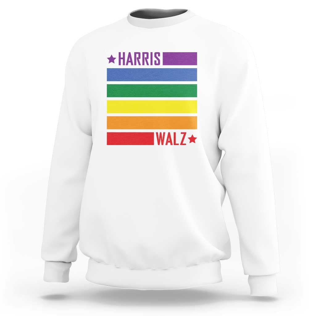 Harris Walz LGBT Sweatshirt Presidential Election 2024 Rainbow Flag - Wonder Print Shop