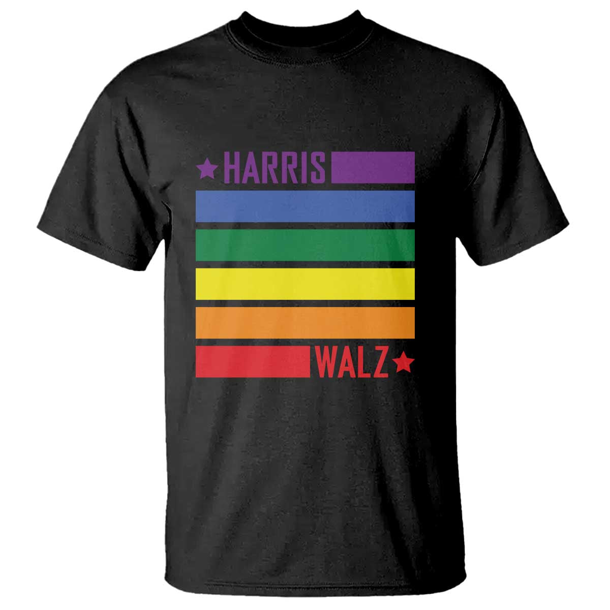 Harris Walz LGBT T Shirt Presidential Election 2024 Rainbow Flag - Wonder Print Shop