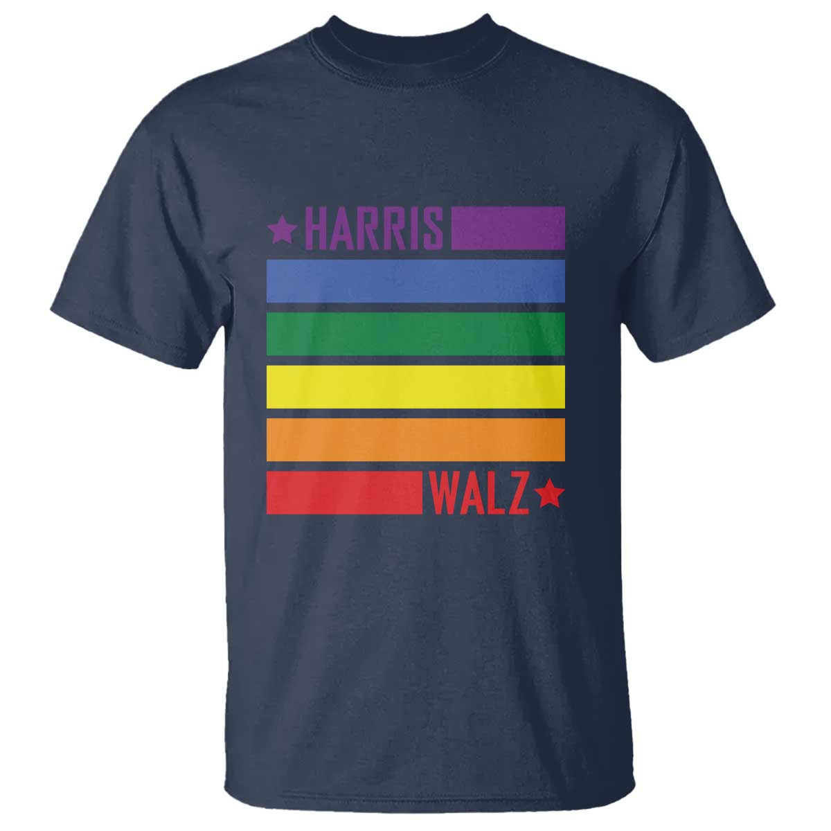 Harris Walz LGBT T Shirt Presidential Election 2024 Rainbow Flag - Wonder Print Shop