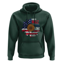 Harris Walz Supporter Hoodie Peace Love Equality Hope Diversity Sunflower USA Flag - Wonder Print Shop