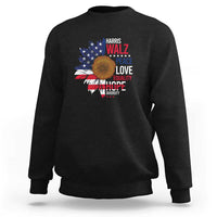 Harris Walz Supporter Sweatshirt Peace Love Equality Hope Diversity Sunflower USA Flag - Wonder Print Shop