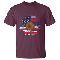 Harris Walz Supporter T Shirt Peace Love Equality Hope Diversity Sunflower USA Flag - Wonder Print Shop