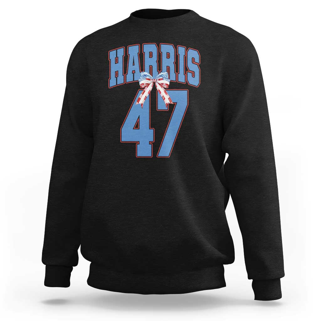 Harris 47 Sweatshirt 47th President USA America Bow Coquette Aesthetic - Wonder Print Shop