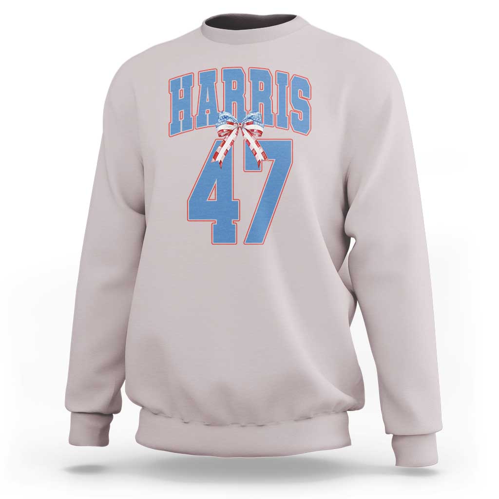 Harris 47 Sweatshirt 47th President USA America Bow Coquette Aesthetic - Wonder Print Shop