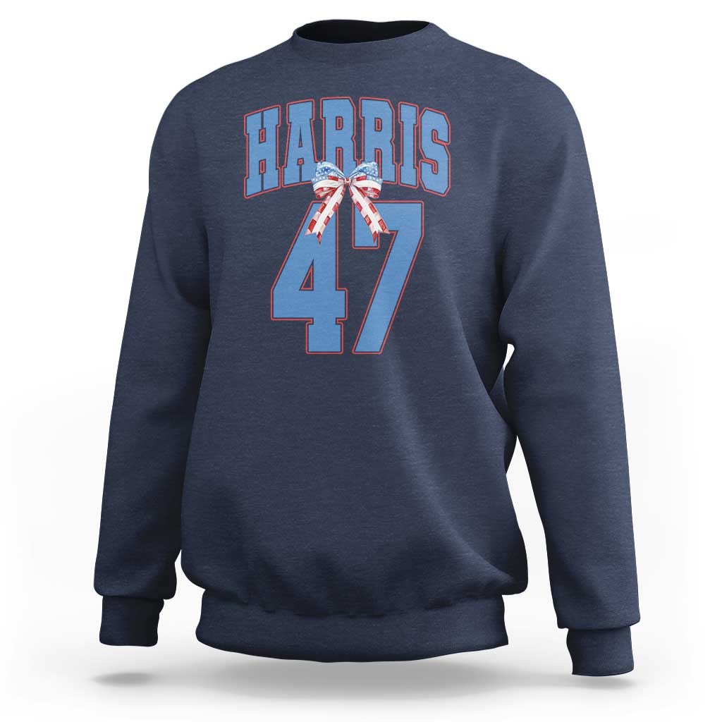 Harris 47 Sweatshirt 47th President USA America Bow Coquette Aesthetic - Wonder Print Shop