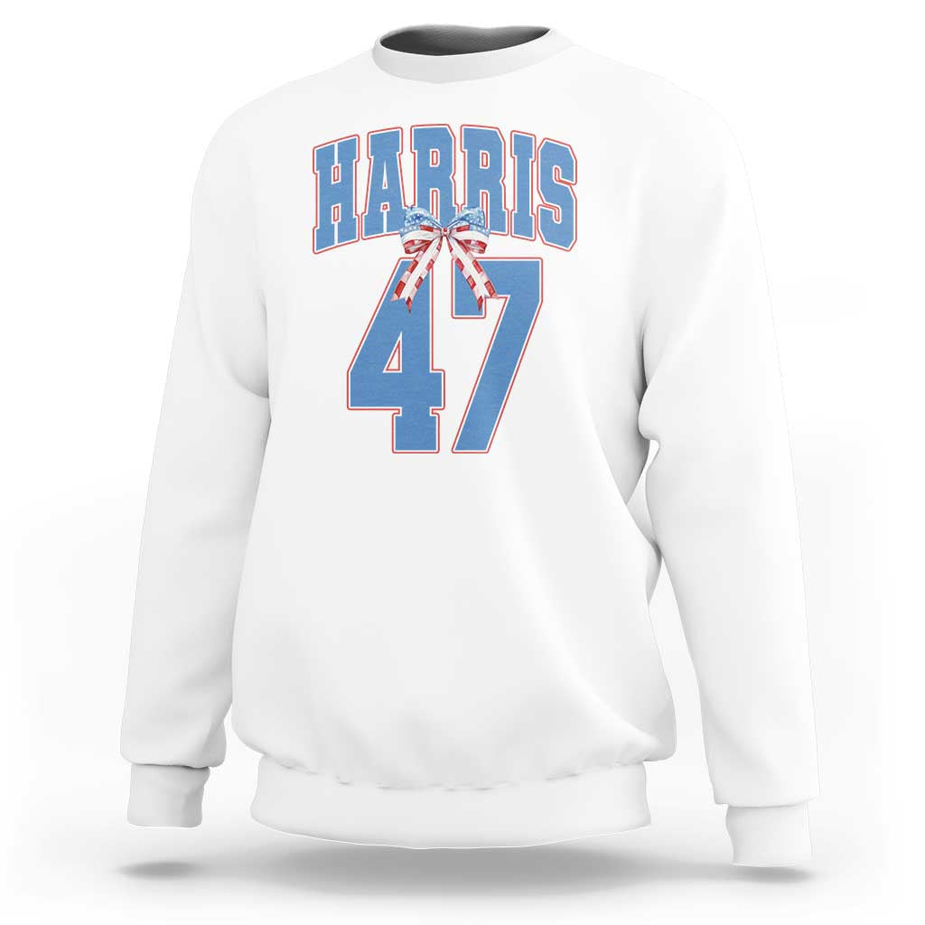 Harris 47 Sweatshirt 47th President USA America Bow Coquette Aesthetic - Wonder Print Shop
