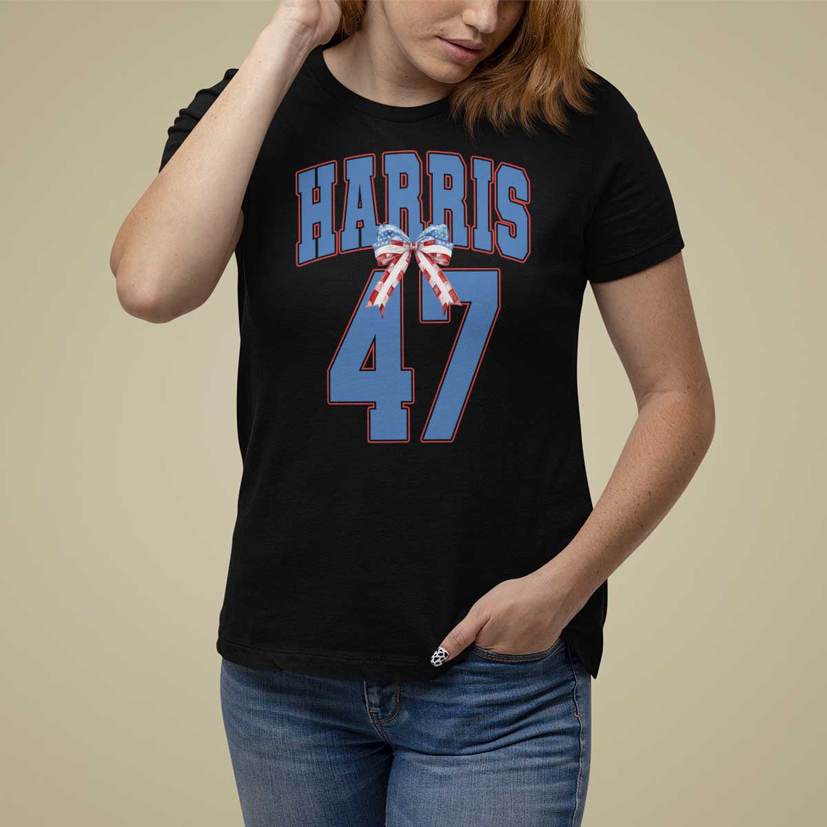 Harris 47 T Shirt For Women 47th President USA America Bow Coquette Aesthetic - Wonder Print Shop
