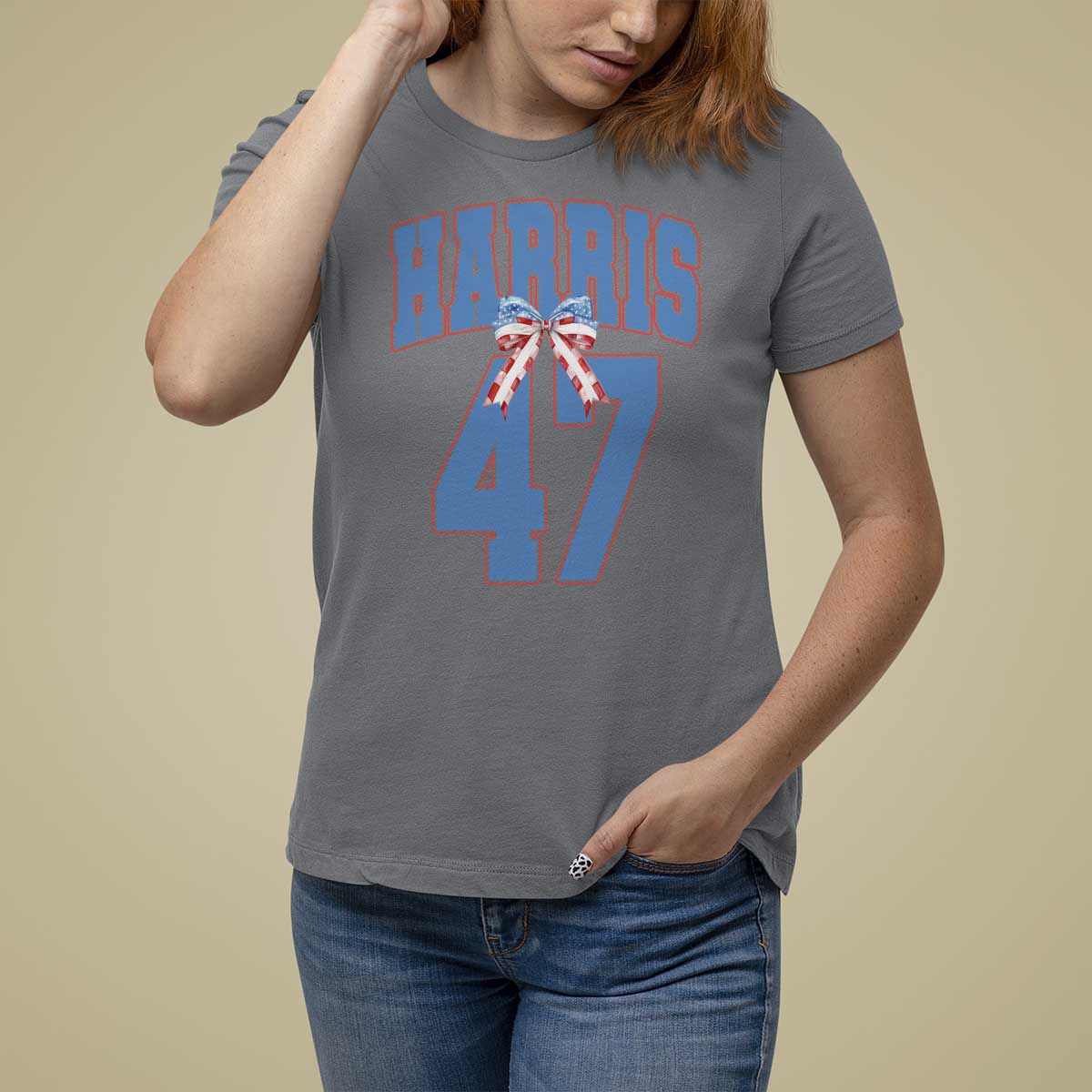 Harris 47 T Shirt For Women 47th President USA America Bow Coquette Aesthetic - Wonder Print Shop