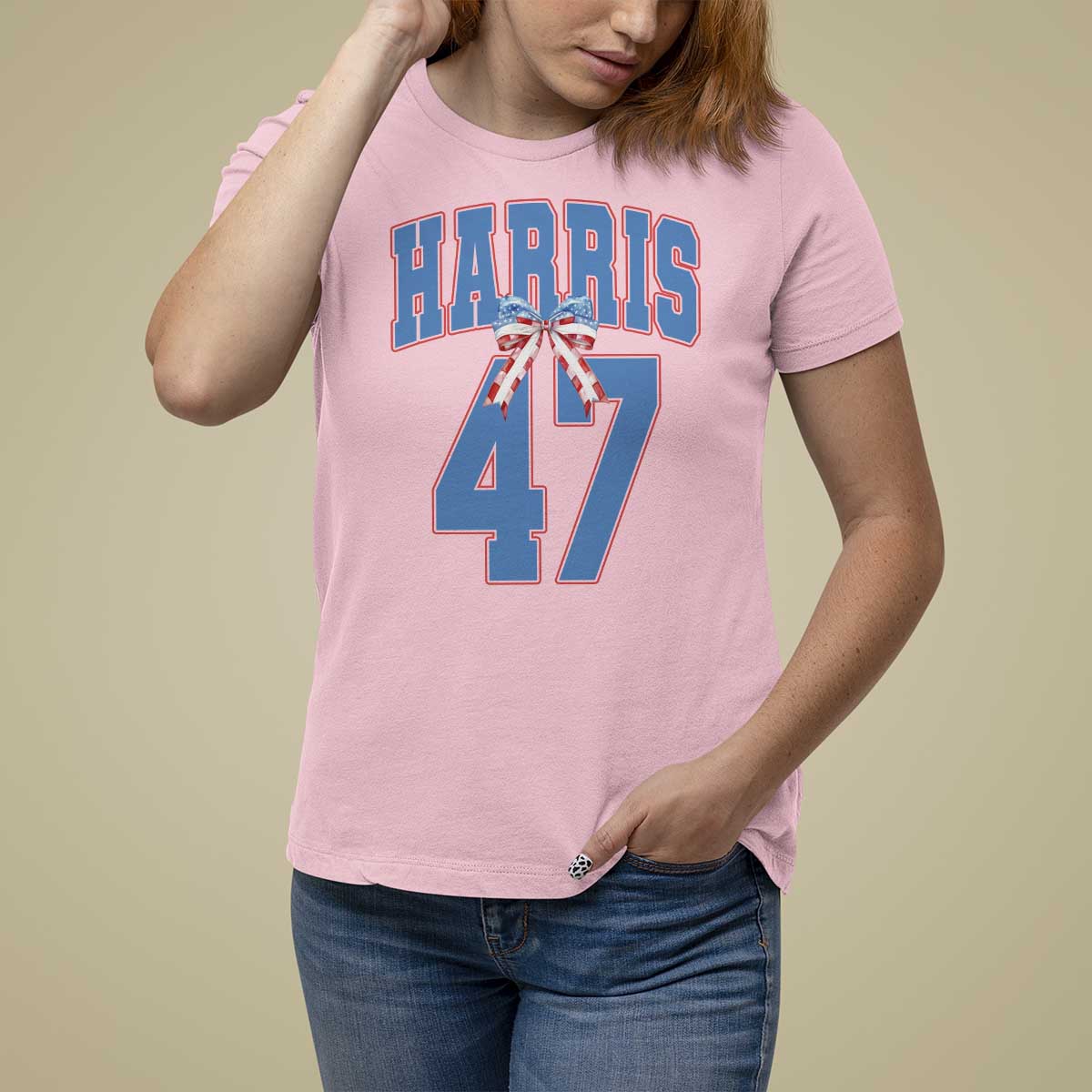 Harris 47 T Shirt For Women 47th President USA America Bow Coquette Aesthetic - Wonder Print Shop