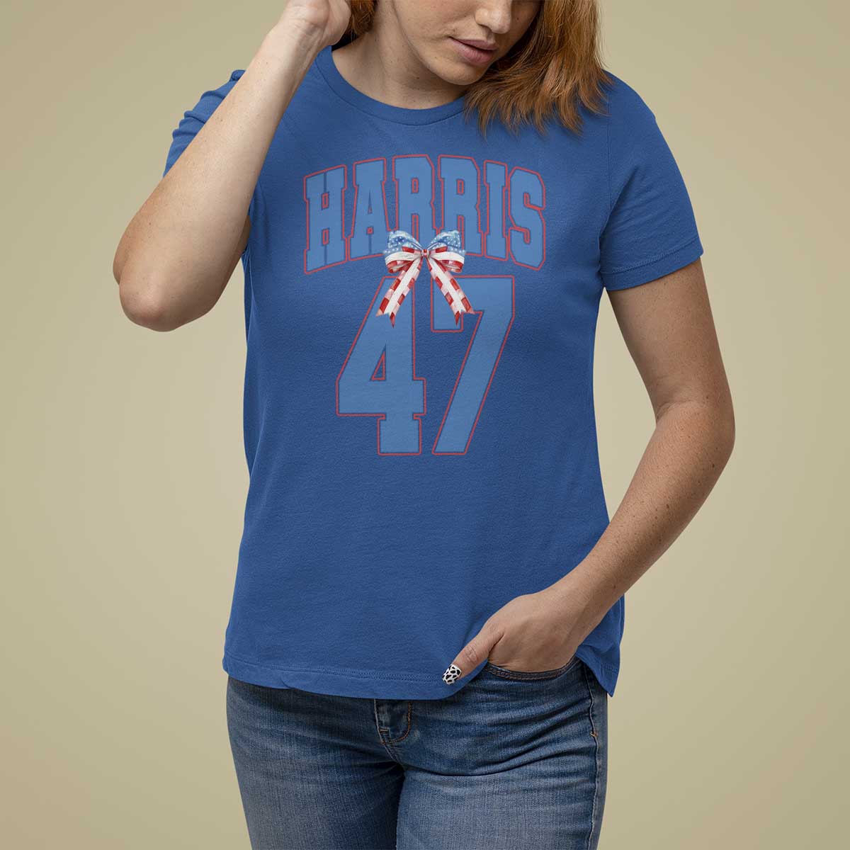 Harris 47 T Shirt For Women 47th President USA America Bow Coquette Aesthetic - Wonder Print Shop