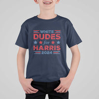 White Dudes For Harris T Shirt For Kid American Flag Star 2024 - Wonder Print Shop