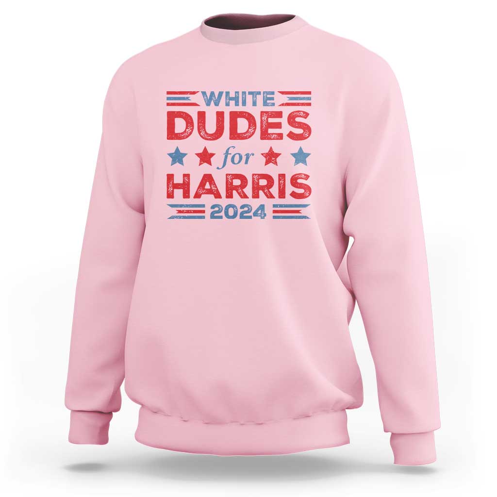 White Dudes For Harris Sweatshirt American Flag Star 2024 - Wonder Print Shop