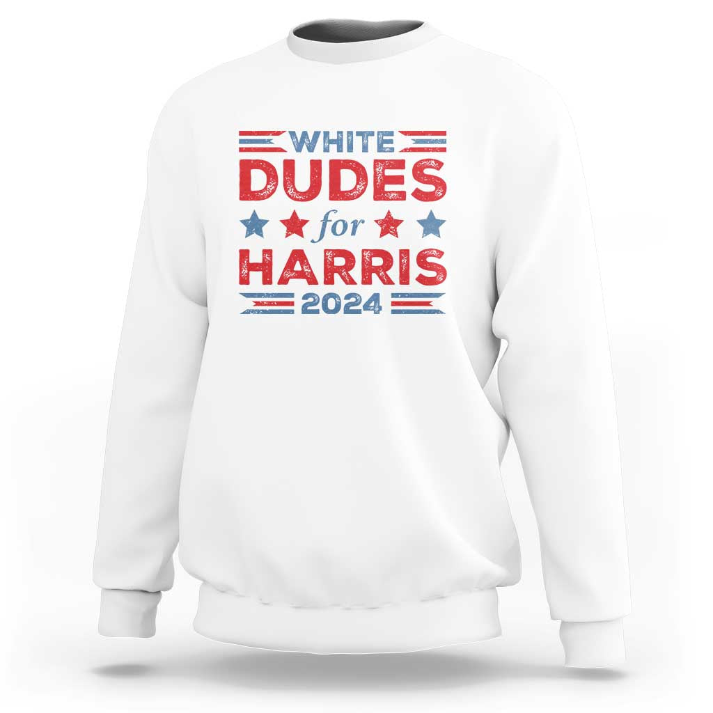 White Dudes For Harris Sweatshirt American Flag Star 2024 - Wonder Print Shop