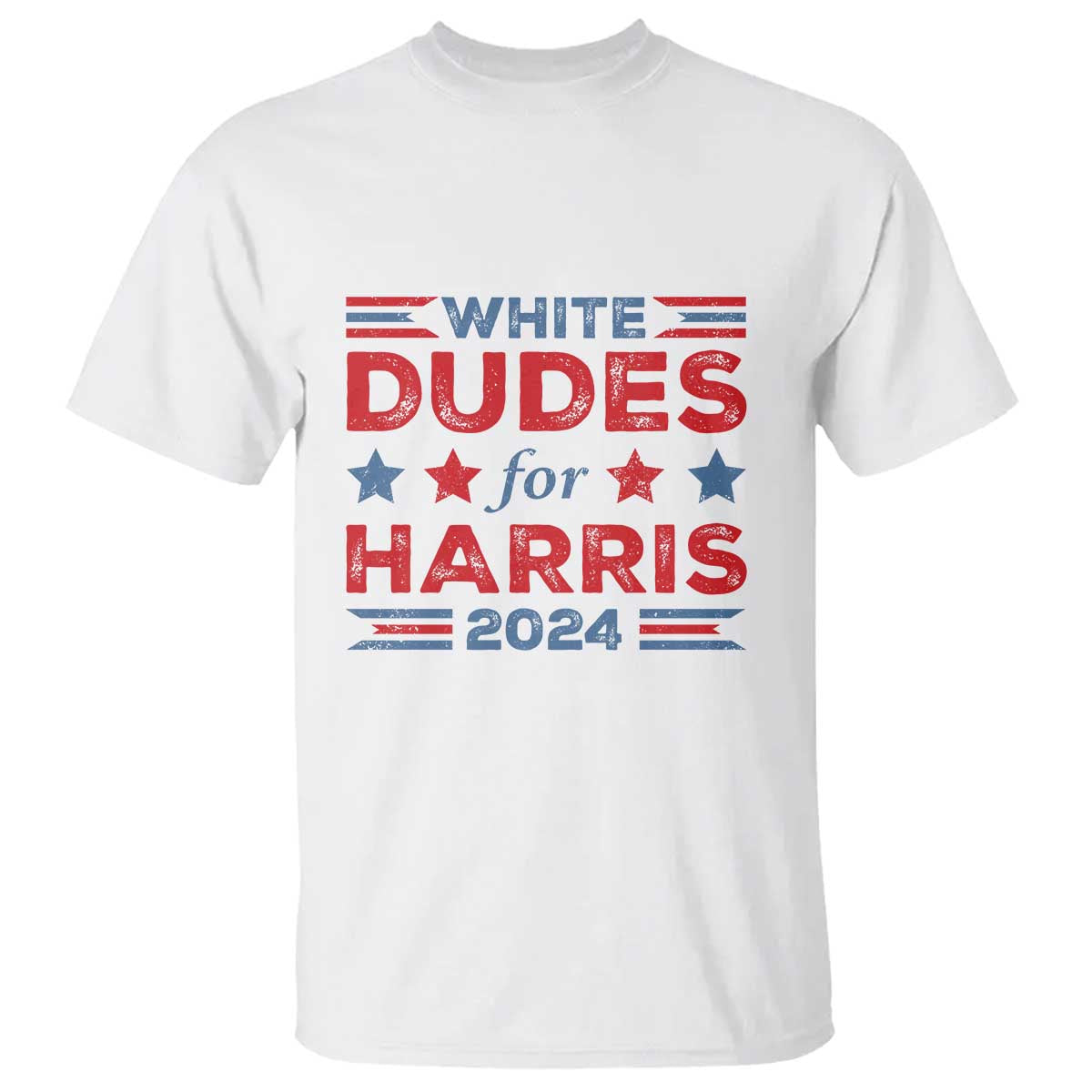 White Dudes For Harris T Shirt American Flag Star 2024 - Wonder Print Shop