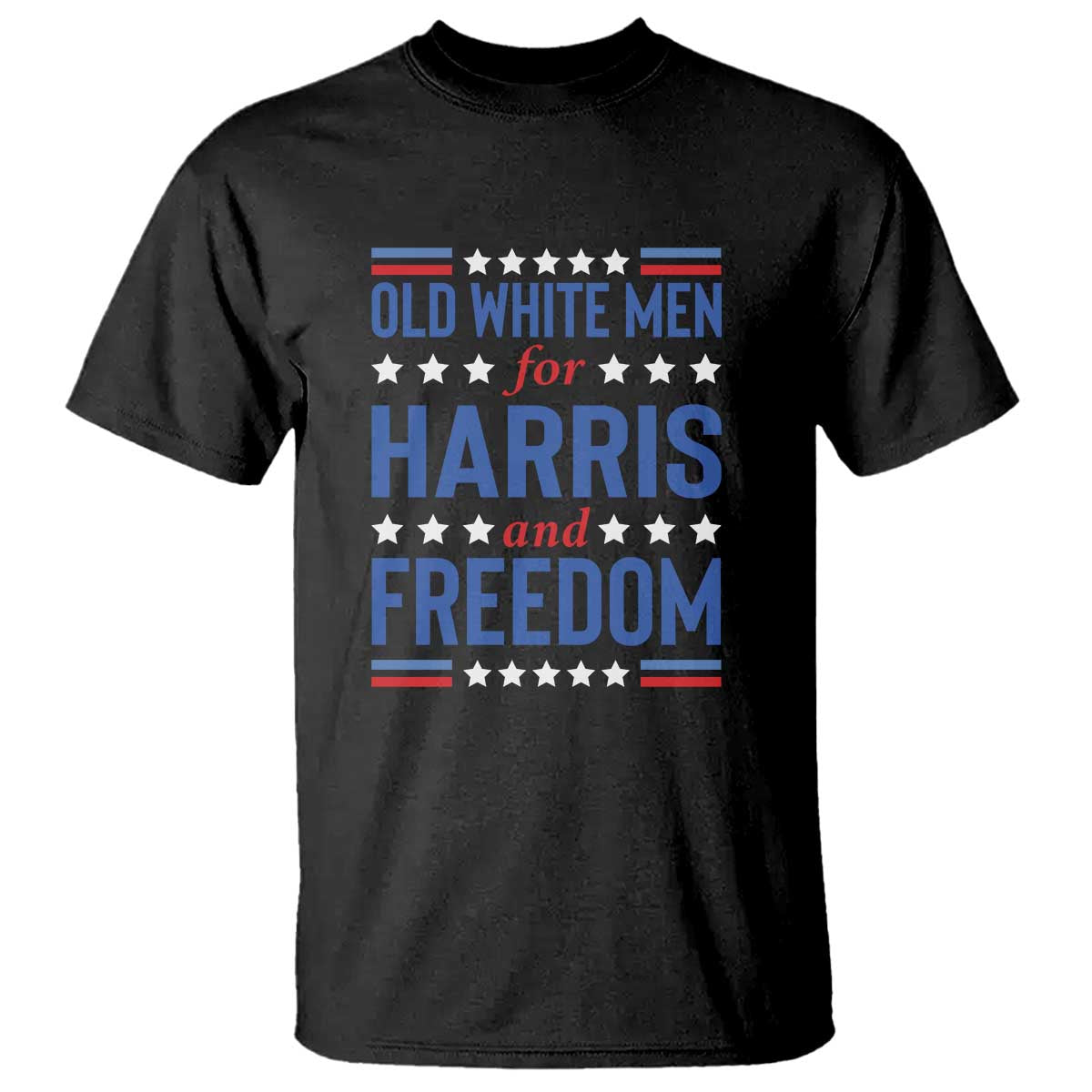 Old White Men For Harris And Freedom T Shirt American Flag Star Presidential Election 2024 - Wonder Print Shop