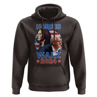 Harris Walz 2024 Hoodie Presidential Election Star USA Flag - Wonder Print Shop