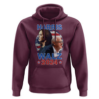 Harris Walz 2024 Hoodie Presidential Election Star USA Flag - Wonder Print Shop