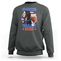 Harris Walz 2024 Sweatshirt Presidential Election Star USA Flag - Wonder Print Shop