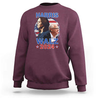 Harris Walz 2024 Sweatshirt Presidential Election Star USA Flag - Wonder Print Shop