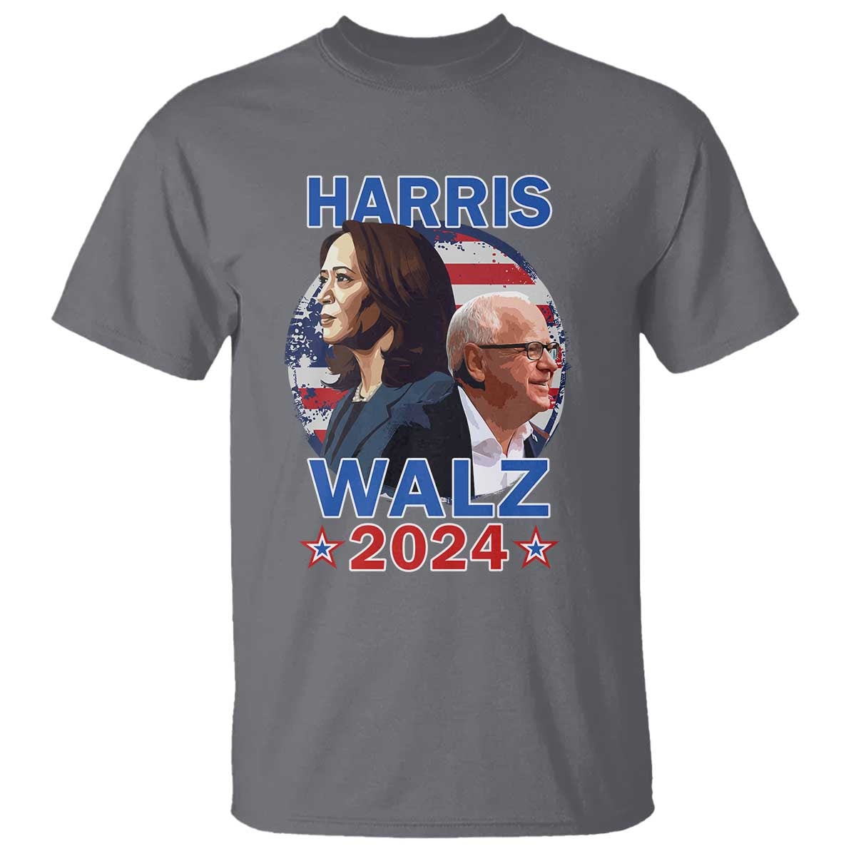 Harris Walz 2024 T Shirt Presidential Election Star USA Flag - Wonder Print Shop