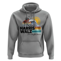 Harris Walz For A Brighter Tomorrow Hoodie Retro Sunshine Blue Wave Coconut Tree - Wonder Print Shop