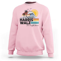 Harris Walz For A Brighter Tomorrow Sweatshirt Retro Sunshine Blue Wave Coconut Tree - Wonder Print Shop