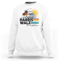 Harris Walz For A Brighter Tomorrow Sweatshirt Retro Sunshine Blue Wave Coconut Tree - Wonder Print Shop