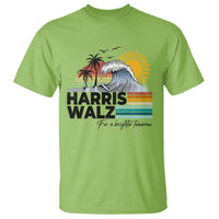 Harris Walz For A Brighter Tomorrow T Shirt Retro Sunshine Blue Wave Coconut Tree - Wonder Print Shop