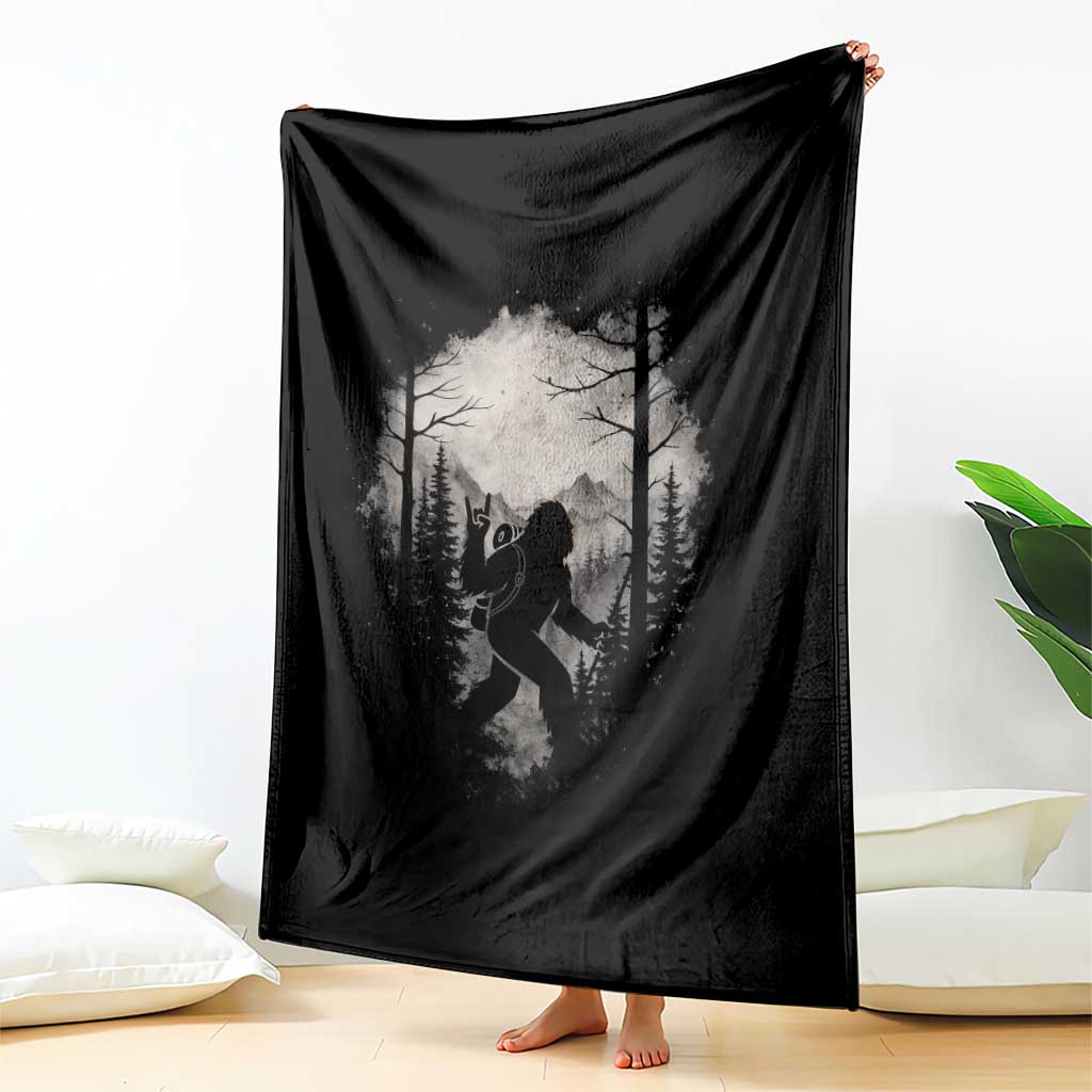 Funny Bigfoot Hiking Night Stroll Mountain Forest Throw Blanket - Wonder Print Shop