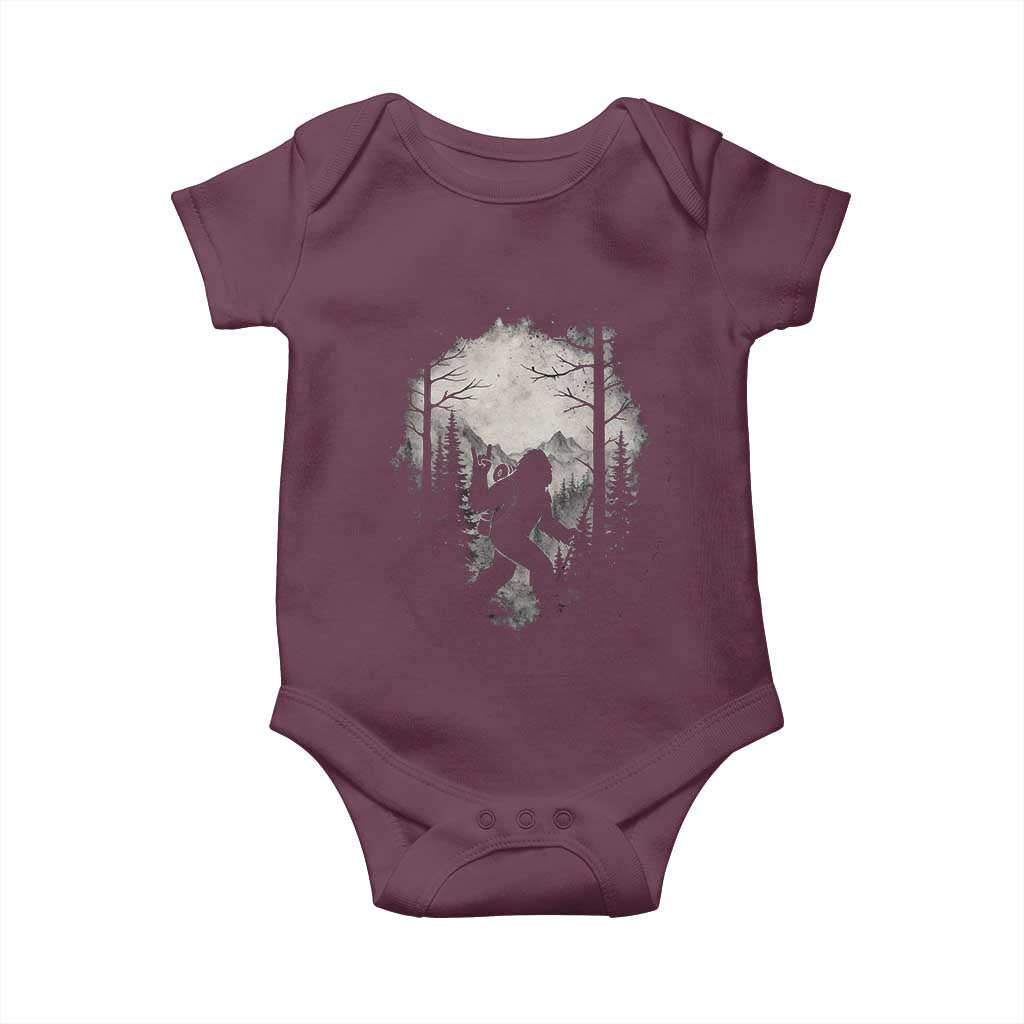 Funny Bigfoot Hiking Night Stroll Mountain Forest Baby Onesie - Wonder Print Shop