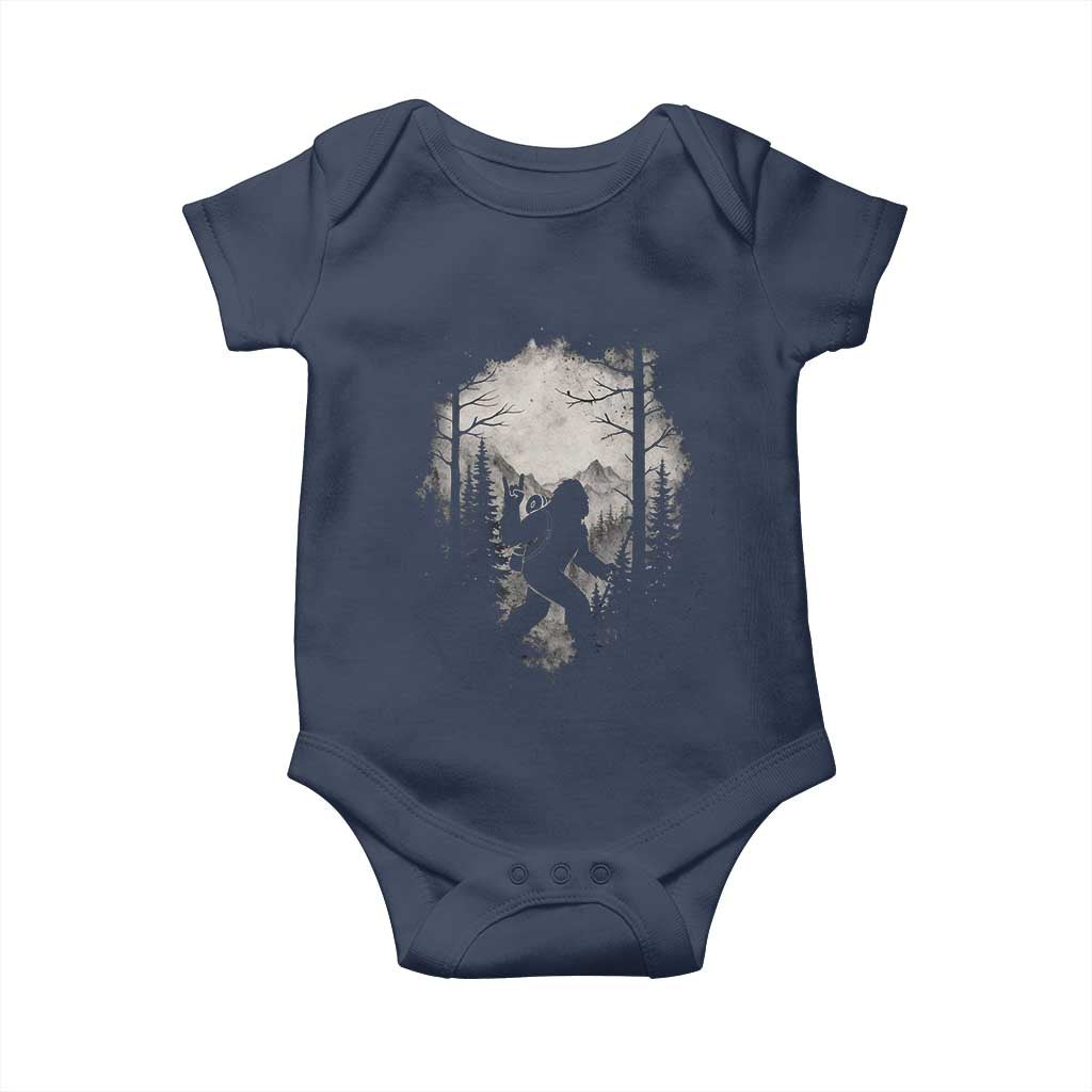 Funny Bigfoot Hiking Night Stroll Mountain Forest Baby Onesie - Wonder Print Shop