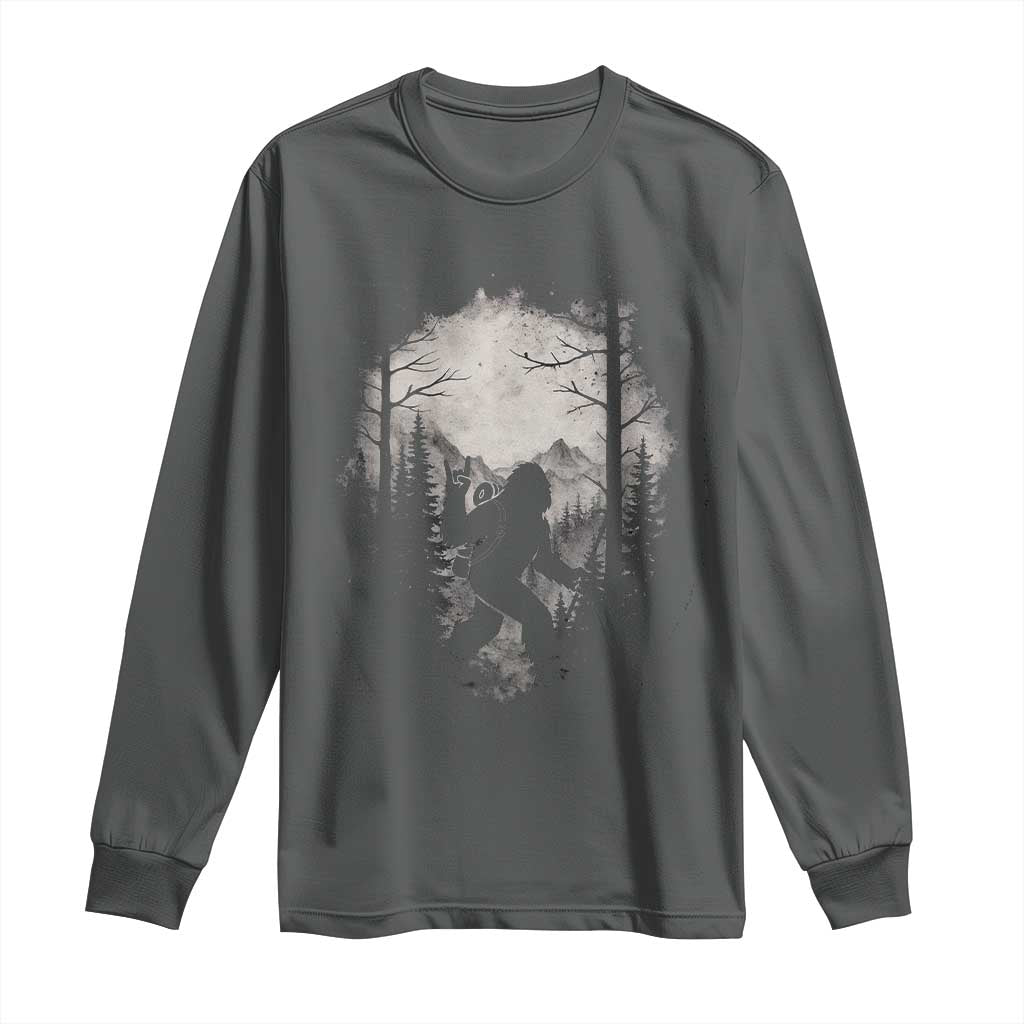 Funny Bigfoot Hiking Night Stroll Mountain Forest Long Sleeve Shirt - Wonder Print Shop