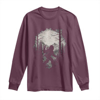 Funny Bigfoot Hiking Night Stroll Mountain Forest Long Sleeve Shirt - Wonder Print Shop