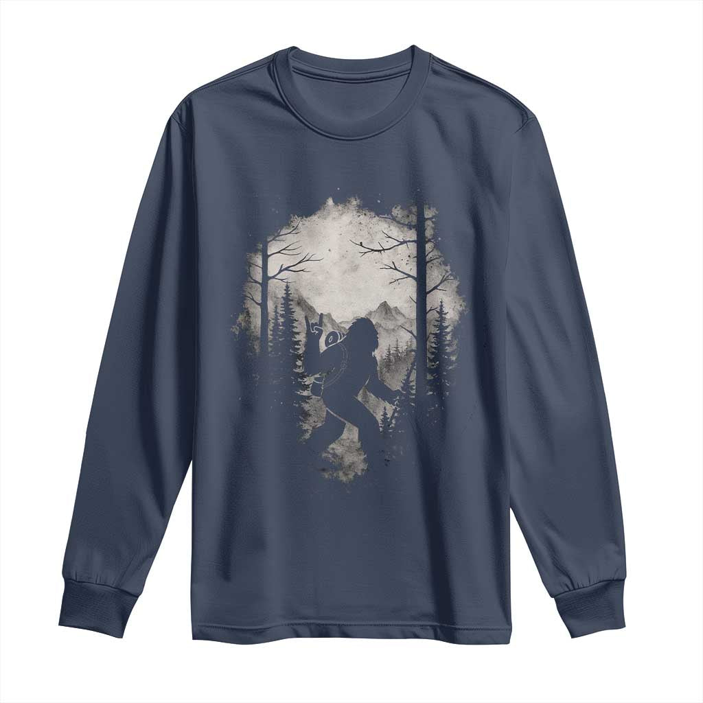 Funny Bigfoot Hiking Night Stroll Mountain Forest Long Sleeve Shirt - Wonder Print Shop