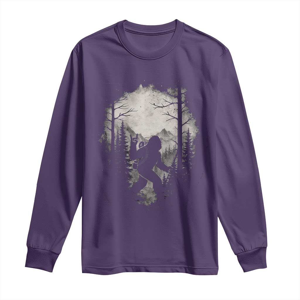 Funny Bigfoot Hiking Night Stroll Mountain Forest Long Sleeve Shirt - Wonder Print Shop