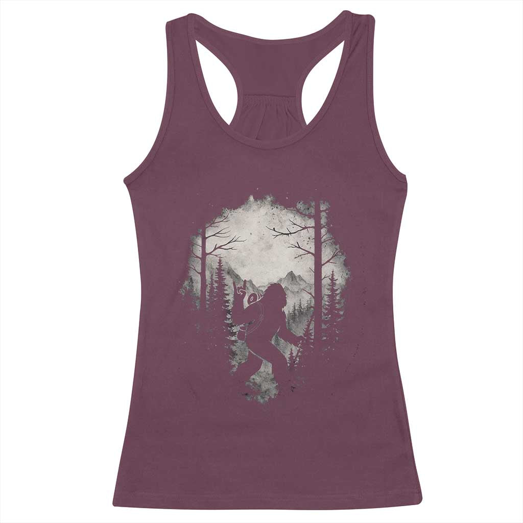 Funny Bigfoot Hiking Night Stroll Mountain Forest Racerback Tank Top - Wonder Print Shop