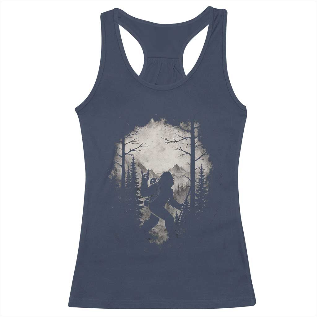 Funny Bigfoot Hiking Night Stroll Mountain Forest Racerback Tank Top - Wonder Print Shop