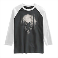 Funny Bigfoot Hiking Night Stroll Mountain Forest Raglan Shirt - Wonder Print Shop